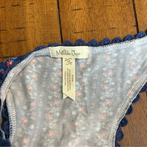 Matilda Jane Beyond the Horizon Blue Floral Racerback Tank Top, Size Medium - Picture 8 of 9